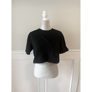 Zara S Black Cotton Crop Tee EUC